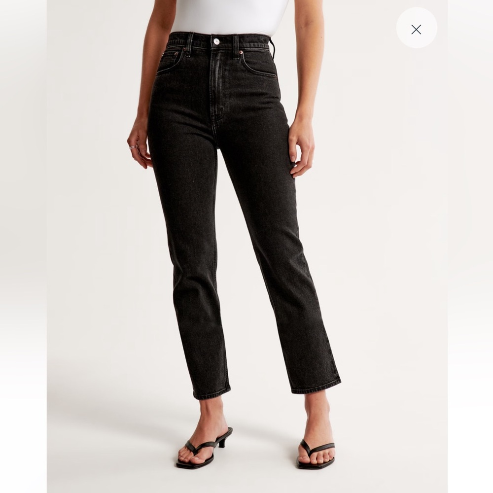Abercrombie Ultra High Rise Ankle Straight Black Jeans 25/0 SHORT